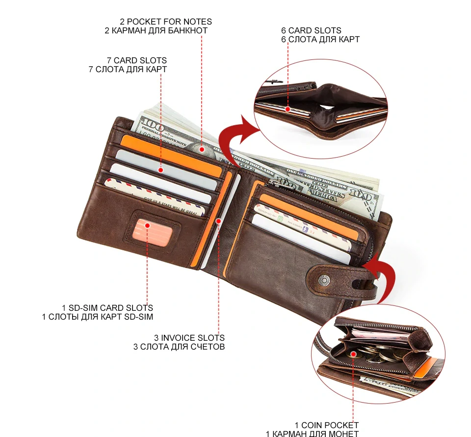 Contacts Hasp pánska kožená peňaženka